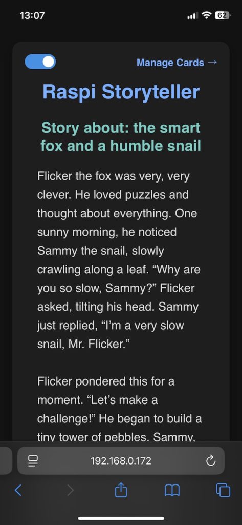 The Story is visible on a website